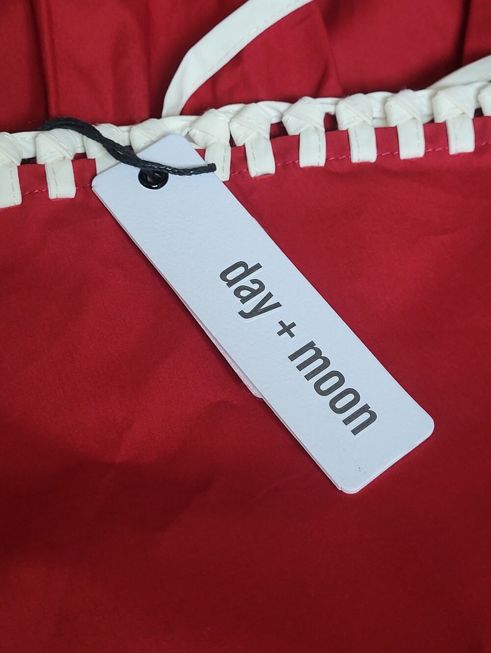 Day+Moon Simone Contrast Stitch Drop Waist Dress in Crimson - Picture 9 of 11